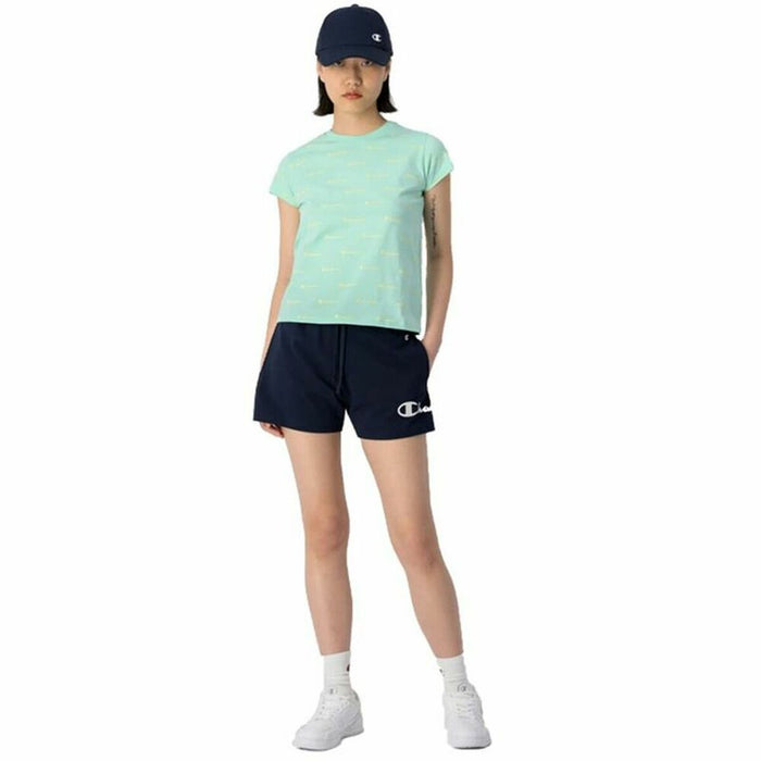 Tricou cu Mânecă Scurtă Femei Crewneck Champion  Croptop Acvamarin