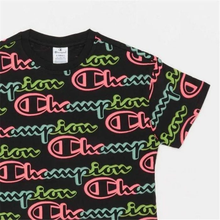 Tricou cu Mânecă Scurtă Femei Champion Crewneck Croptop Negru