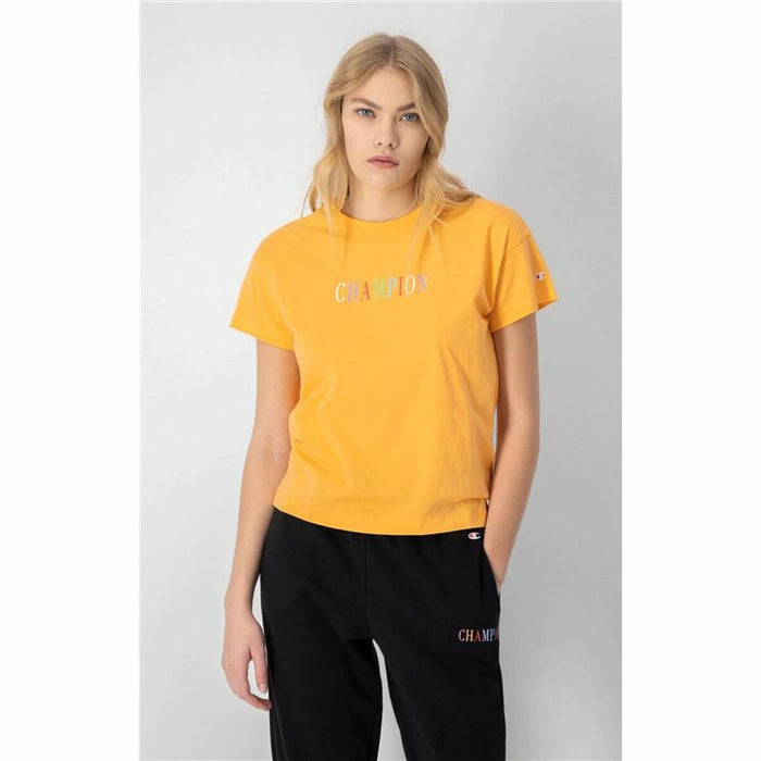 Tricou cu Mânecă Scurtă Femei Champion Crewneck Croptop Galben
