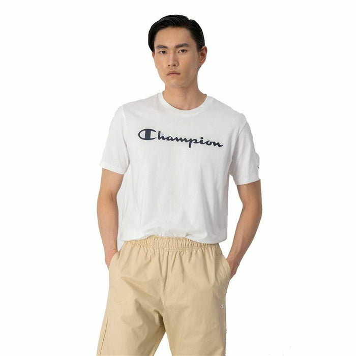 Tricou cu Mânecă Scurtă Bărbați Champion Crewneck Alb