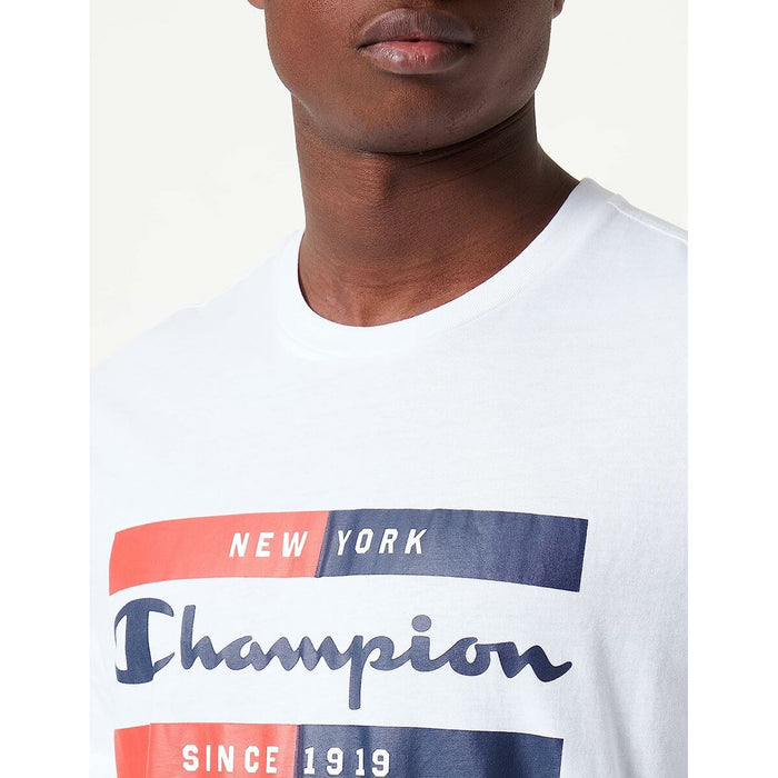 Tricou cu Mânecă Scurtă Bărbați Champion Crewneck Alb