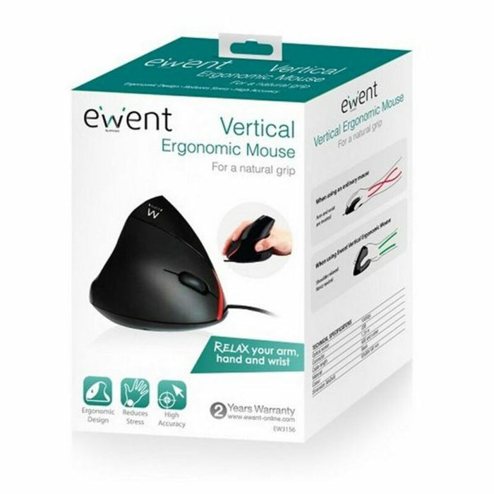Mouse Ergonomic Optic Ewent EW3156 1000 dpi USB Negru Negru/Roșu Roșu/Negru