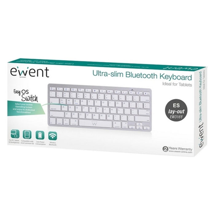 Tastatură Bluetooth Ewent EW3161 Alb Argintiu