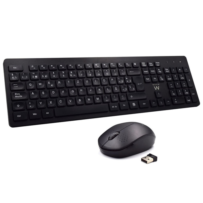 Tastatură și Mouse Fără Fir Ewent EW3256 2.4 GHz Negru Qwerty Spaniolă QWERTY