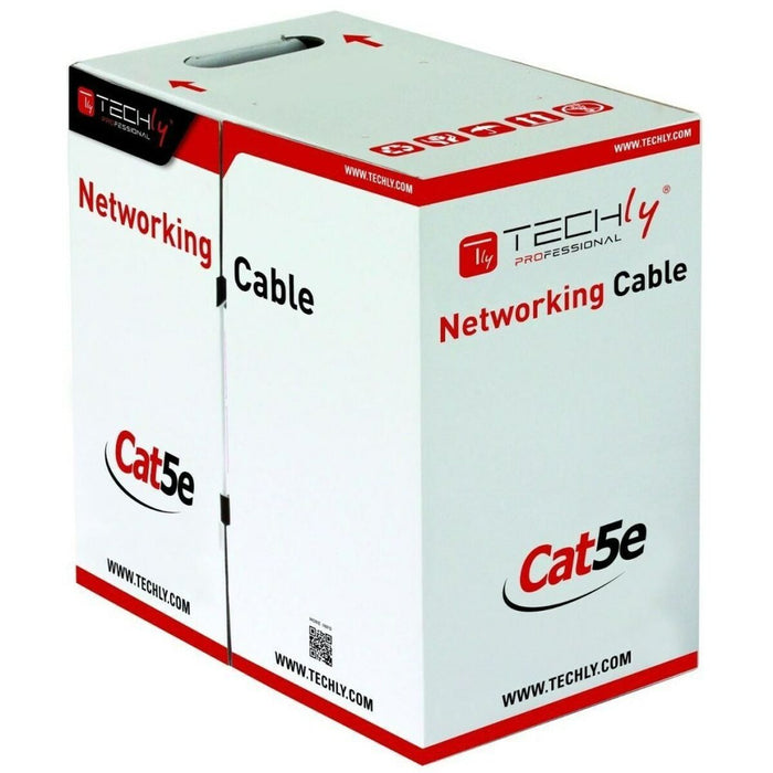 Cablu de Rețea Rigid UTP Categoria 5e Techly ITP8-FLU-0305 Gri 305 m