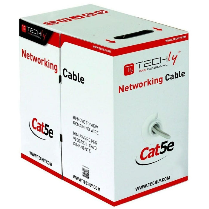 Cablu de Rețea Rigid UTP Categoria 5e Techly ITP8-FLU-0305 Gri 305 m