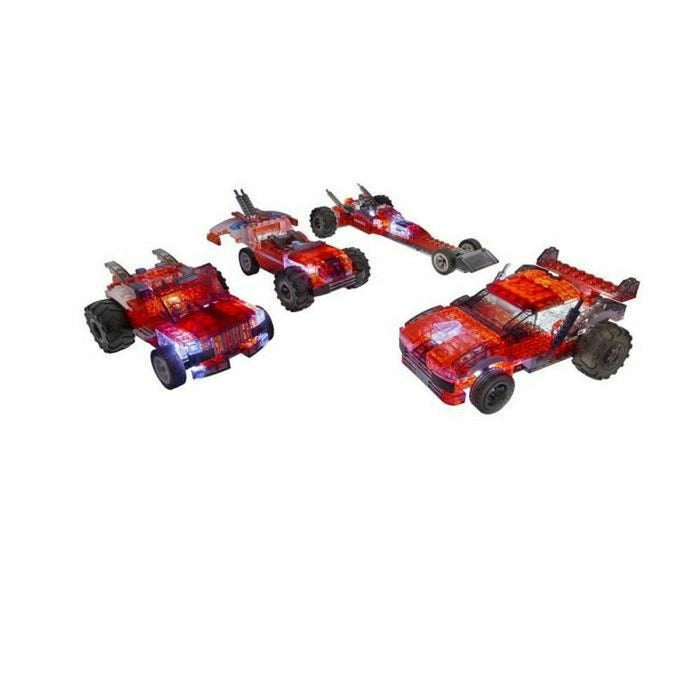 Vehicule de Construcție Laser Pegs Red Vehicle - 4 in 1 + 8 Ani Lumină LED 185 Piese