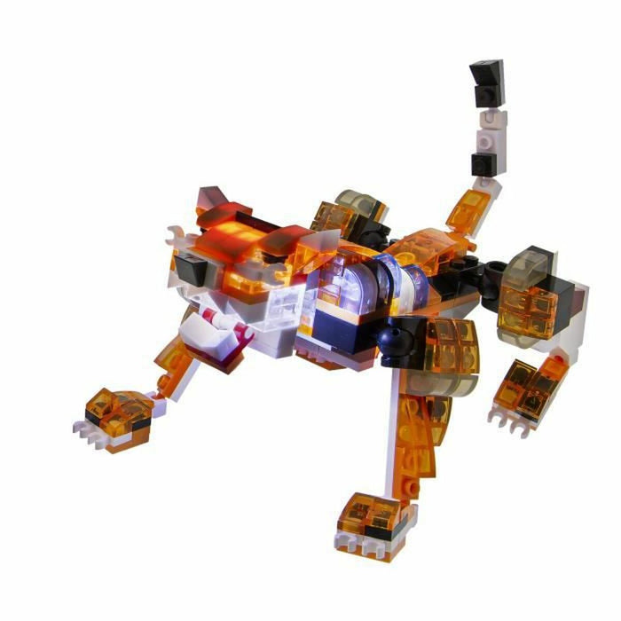 Figura îmbinată Laser Pegs Red Tiger - 4 in 1 + 8 Ani Lumină LED 216 Piese