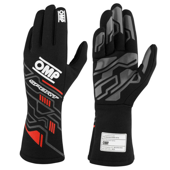 Men's Driving Gloves OMP SPORT Negru/Roșu L