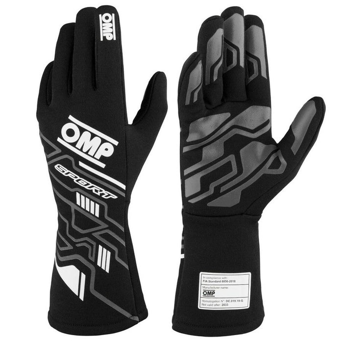 Men's Driving Gloves OMP SPORT Negru/Alb L