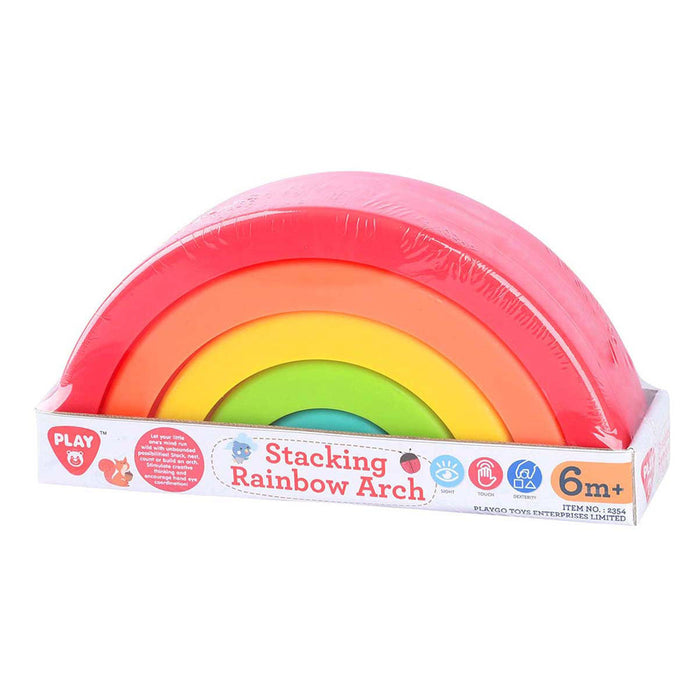 Jucărie de stivuit PlayGo, Stacking Rainbow Arch, curcubeu multicolor, 6 piese, 6+ luni