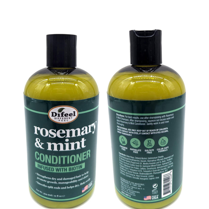 Balsam pentru păr, Difeel Rosemary & Mint Biotin, 12 oz, rozmarin și mentă