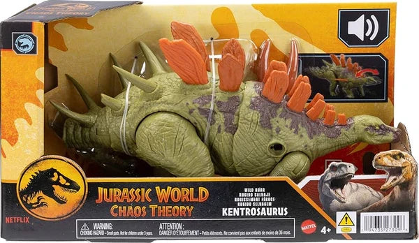 Figurină dinozaur Mattel Jurassic World Chaos Theory Wild Roar Kentrosaurus, efect sonor, 4+ ani