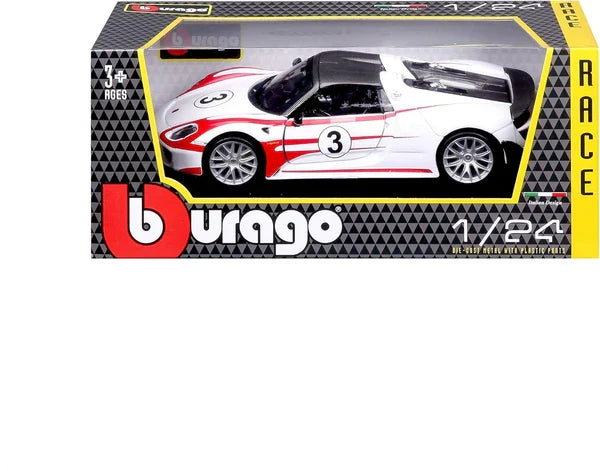 Mașinuță Bburago Race Porsche 918, scara 1:24, 3+ ani