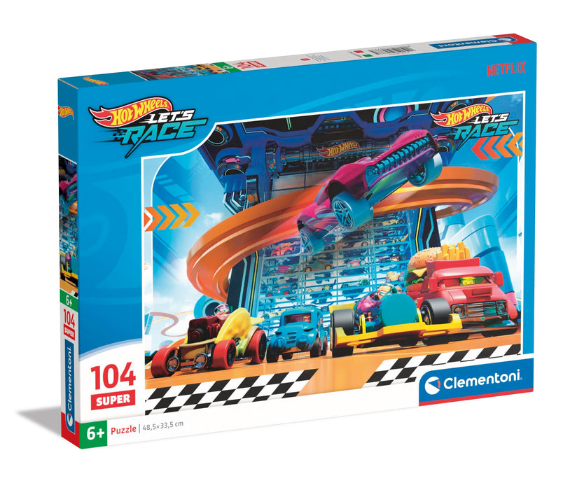 Puzzle Clementoni Hot Wheels Let’s Race, 104 piese, 6+ ani