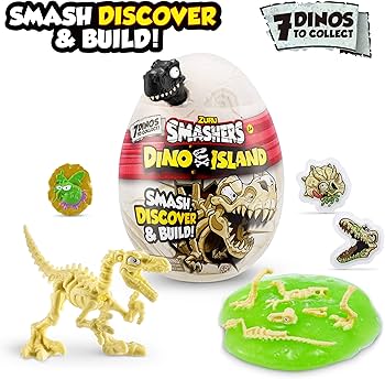 Ou surpriză Zuru Smashers Dino Island Nano Egg, dinozaur de construit, 19 modele de colecționat, 3+ ani