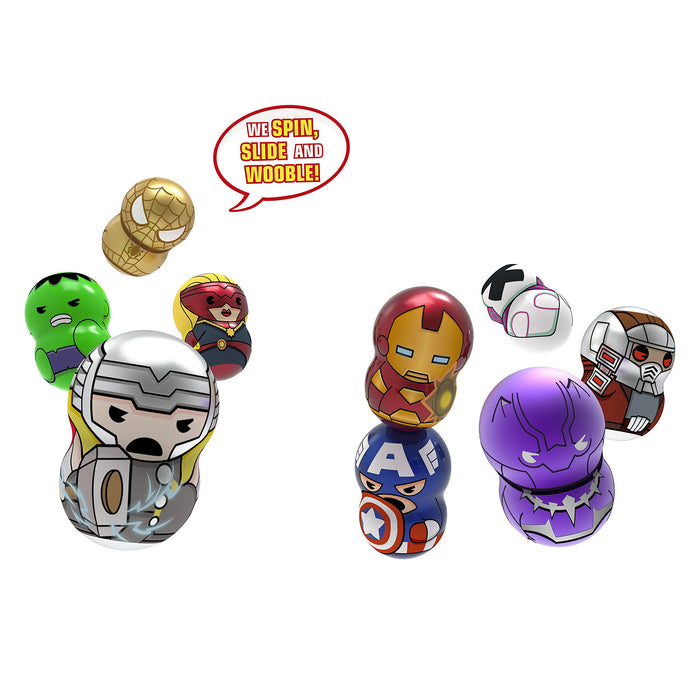 Set de 3 figurine Wooblies Marvel Magnetic Power, cu lansator