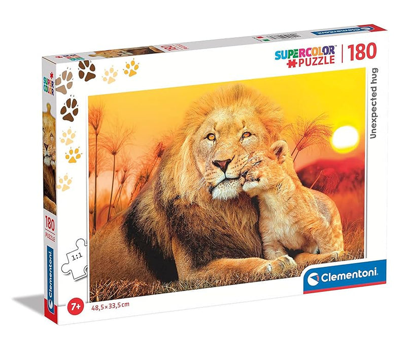 Puzzle Clementoni SuperColor Puzzle, Lei îmbrățișându-se în savană, 180 piese, 7+ ani