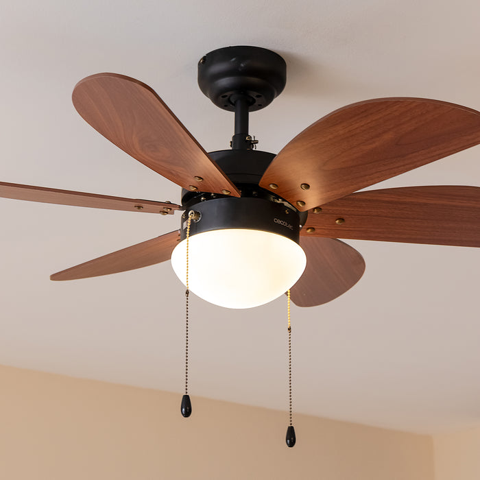 Ventilator de tavan cu lumină Cecotec EnergySilence Aero 365 Black&Wood, 50 W, diametru 92 cm, 3 trepte