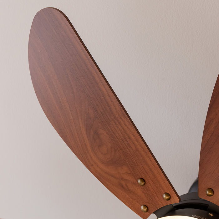 Ventilator de tavan cu lumină Cecotec EnergySilence Aero 365 Black&Wood, 50 W, diametru 92 cm, 3 trepte
