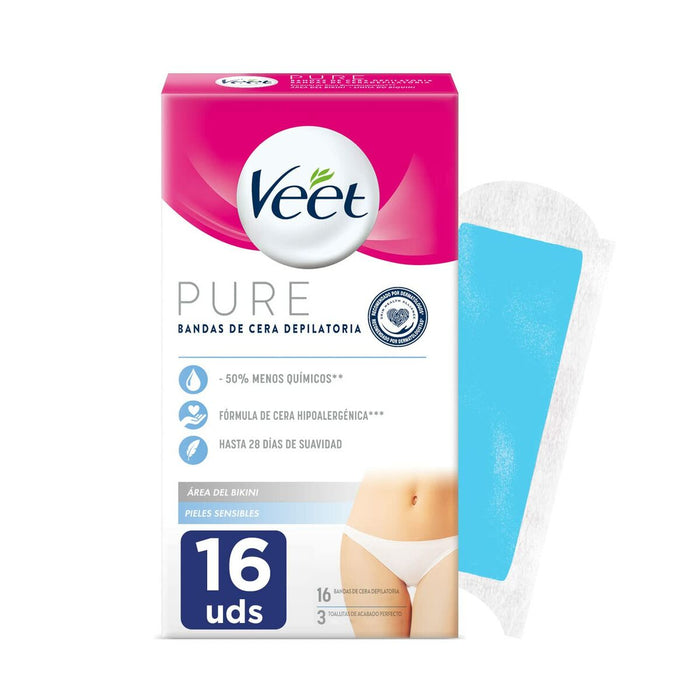 Ceară Epilatoare pentru Corp Veet Bandas De Cera Piele sensibilă (16 Unități)
