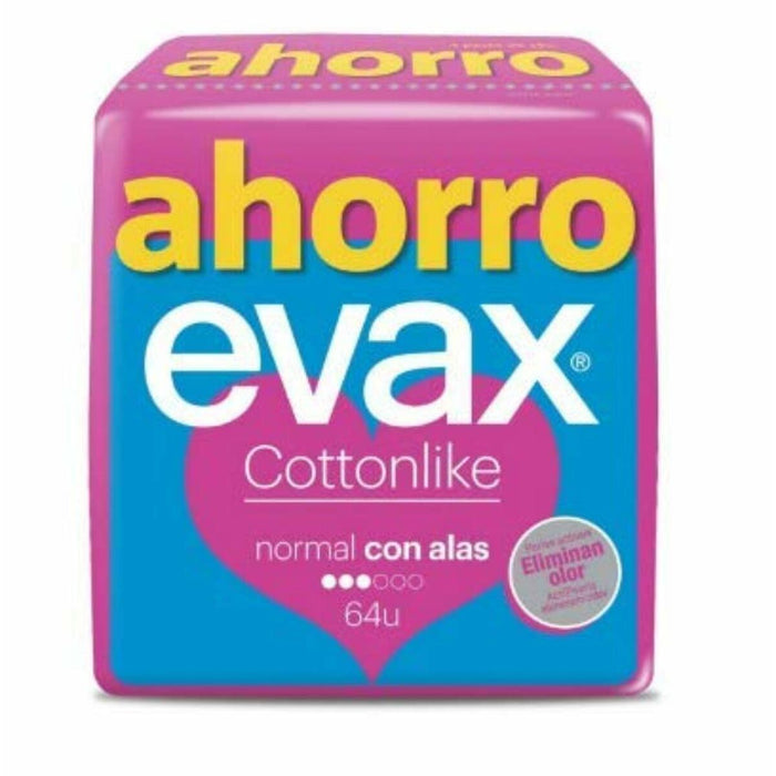 Absorbante Normale cu Aripioare Evax Cottonlike 64 Unități