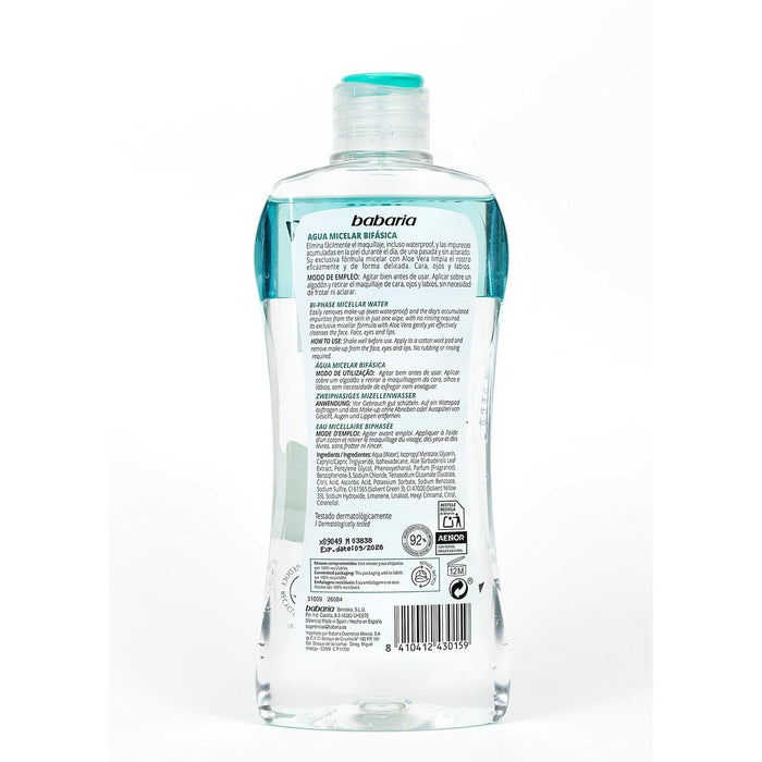 Demachiant Bifazic pentru Față Babaria Apă Micelară Aloe Vera (400 ml)