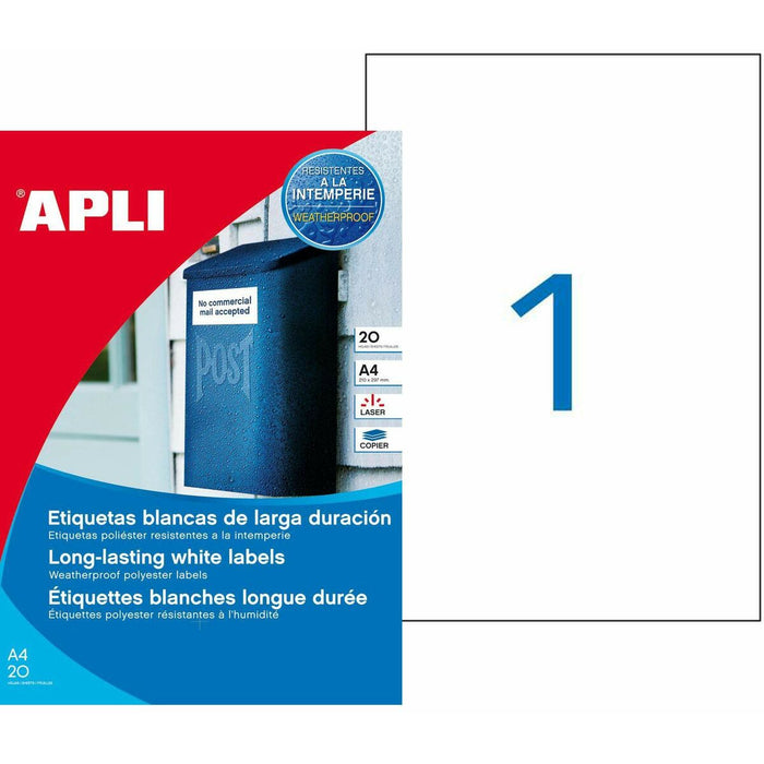 Etichete autoadezive Apli 210 x 297 mm Alb 20 Frunze