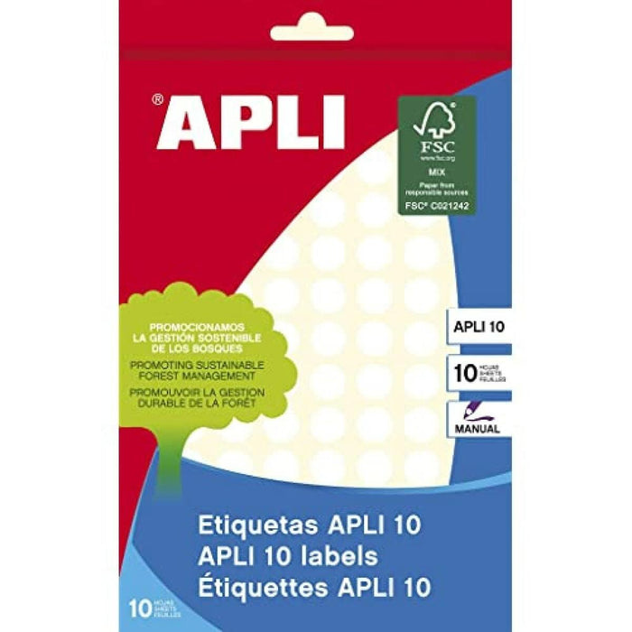 Etichete autoadezive Apli Alb 10 Frunze Ø 1 cm (10 Unități)