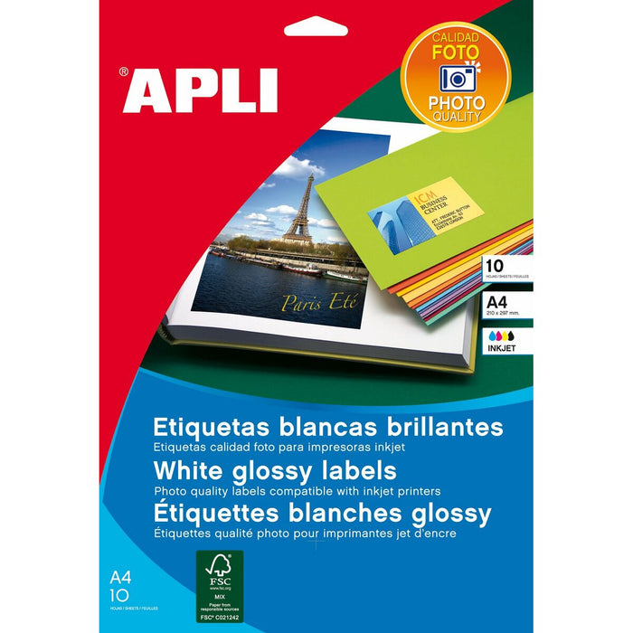 Etichete autoadezive Apli Alb Hârtie 10 Frunze 199,6 x 289,1 mm