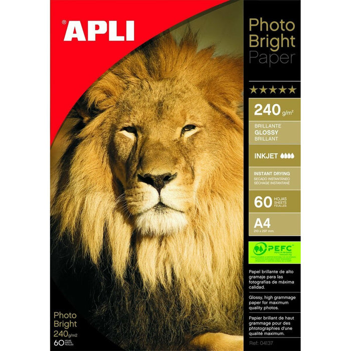 Hârtie Fotografică Lucioasă Apli Inkjet 60 Frunze A4