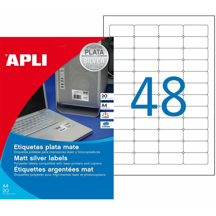 Etichete autoadezive Apli Metalizat Argintiu 45,7 x 21,2 mm