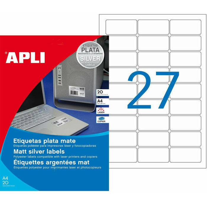 Etichete autoadezive Apli Metalizat Argintiu 63,5 x 29,6 mm