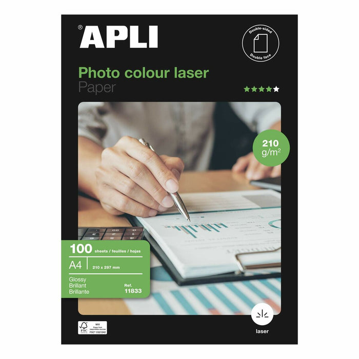 Hârtie Fotografică Lucioasă Apli Laser Cu două fețe 100 Frunze A4