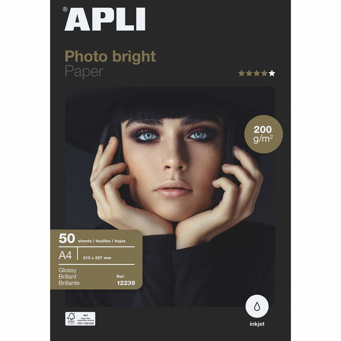 Hârtie Fotografică Lucioasă Apli Inkjet A4 100 Frunze