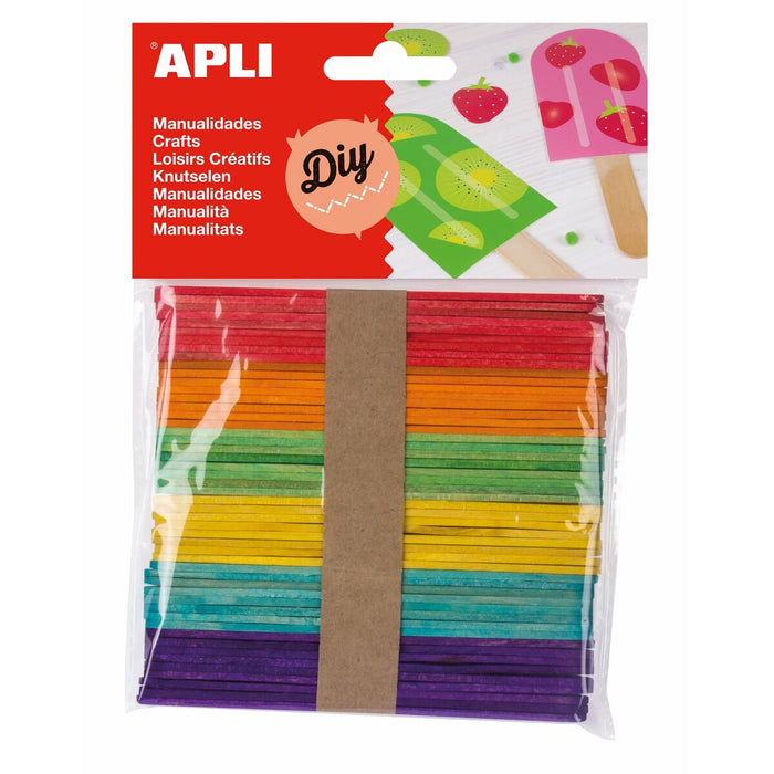 Materiale pentru artizanat Apli Băț pentru înghețată Multicolor Lemn (5 Unități) (50 Unități)