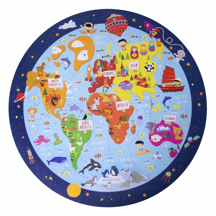 Puzzle Apli World Map Circular 48 Piese 50 cm