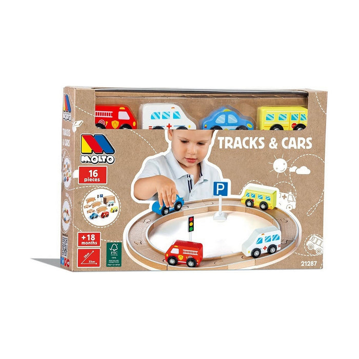 Set de Jucării cu Vehicule Moltó Tracks and Cars 16 Piese