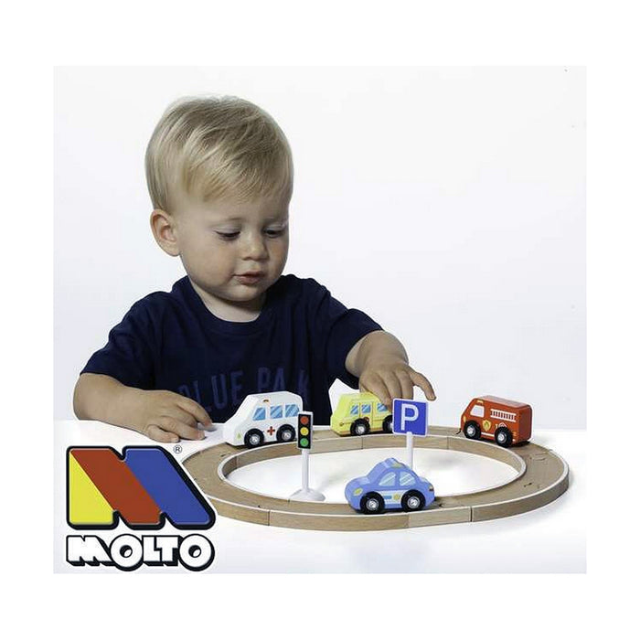Set de Jucării cu Vehicule Moltó Tracks and Cars 16 Piese