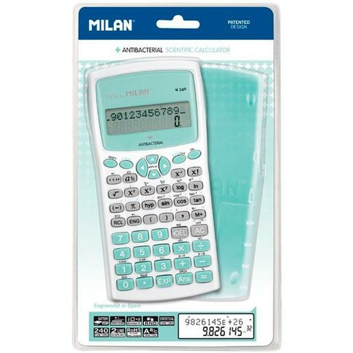 Calculator științific Milan M240 Antibacterial Edition Alb Turquoise 16,7 x 8,4 x 1,9 cm