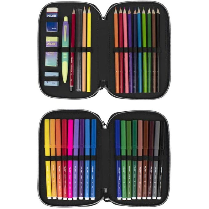 Creion dublu Milan Sunset Negru Verde 34 Piese 19,5 x 13 x 5 cm