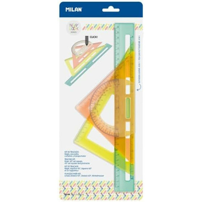Set de rigle Milan New Look Translucidă (4 Piese)