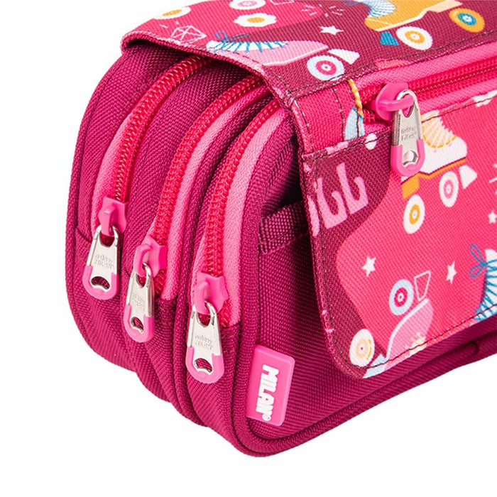 Penar Școlar Milan Patine cu Rotile Roz 13 x 24 x 10 cm
