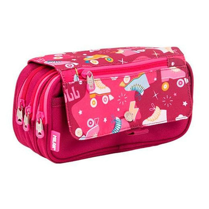 Penar Școlar Milan Patine cu Rotile Roz 13 x 24 x 10 cm