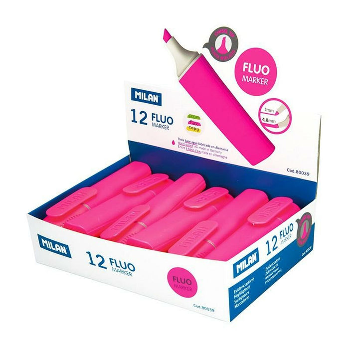 Set de Markere Fosforescente Milan Roz (12 Unități)