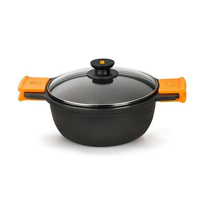 Caserolă Cu Capac de Sticlă BRA A270328 5,7 L (Ø 28 cm) Negru Metal Aluminiu Ø 28 cm Aluminio