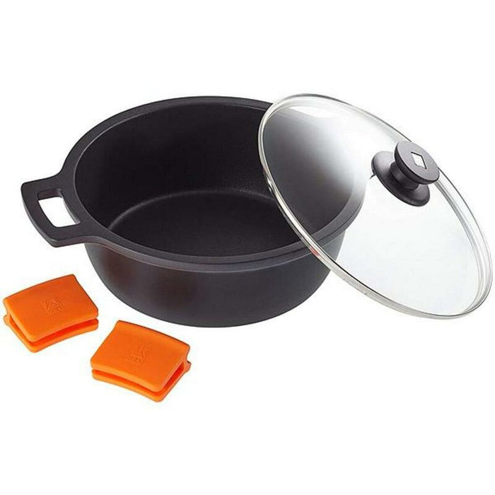 Caserolă Cu Capac de Sticlă BRA A270328 5,7 L (Ø 28 cm) Negru Metal Aluminiu Ø 28 cm Aluminio