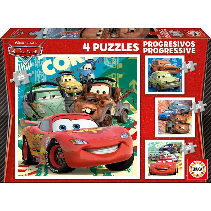 Set de 4 Puzzle-uri   Cars Let's race         16 x 16 cm