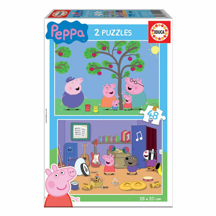 Set de 2 Puzzle-uri   Peppa Pig         48 Piese 28 x 20 cm