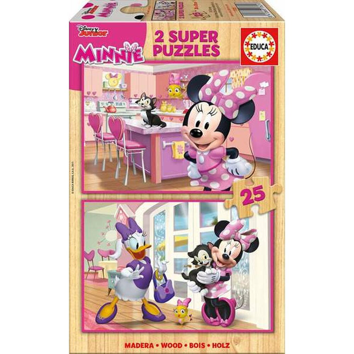 Set de 2 Puzzle-uri   Minnie Mouse Me Time         25 Piese 26 x 18 cm